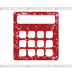 Red grunge calculator logo - vector image