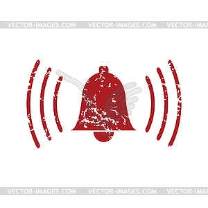 Red grunge alarm clock logo - vector clipart