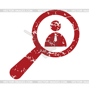 Red grunge search person logo - vector clipart