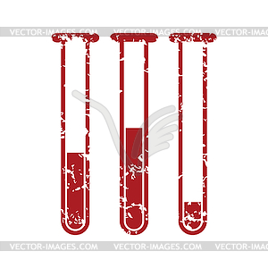 Red grunge flasks with medicines logo - vector image