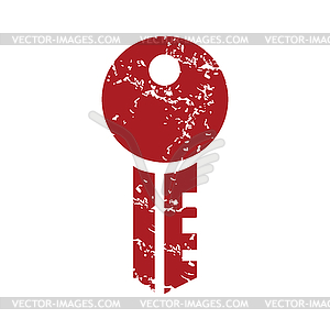 Red grunge key logo - vector image