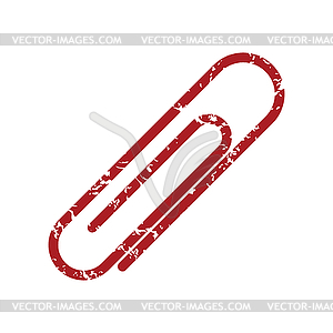 Red grunge paper clip logo - vector clipart