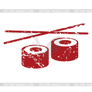 Красный гранж суши логотип - векторный клипарт