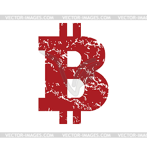 Red grunge Bitcoin logo - vector EPS clipart