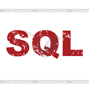 Красный гранж SQL логотип - векторизованное изображение клипарта