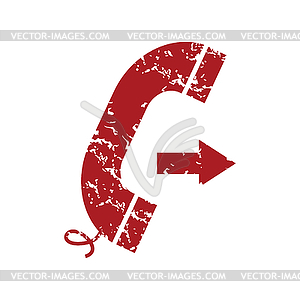 Red grunge outgoing call logo - royalty-free vector image