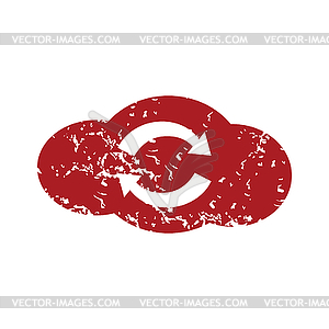 Red grunge reverse cloud logo - vector image