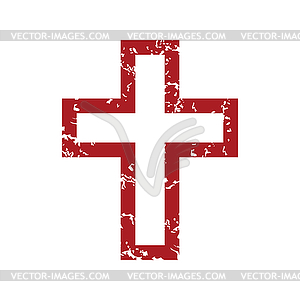 Красный гранж христианство логотип - векторизованное изображение клипарта