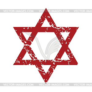 Red grunge Judaism logo - vector clipart