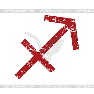 Red grunge Sagittarius logo - vector clip art