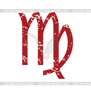 Red grunge Virgo logo - vector image