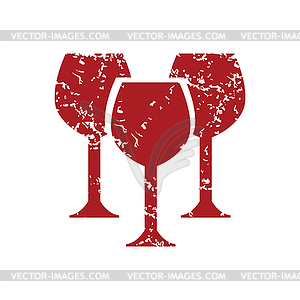 Red grunge stemware logo - vector clipart