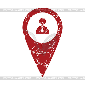 Red grunge man pointer logo - vector clipart