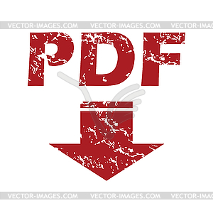 Red grunge pdf download logo - vector image