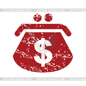 Red grunge dollar purse logo - vector clipart