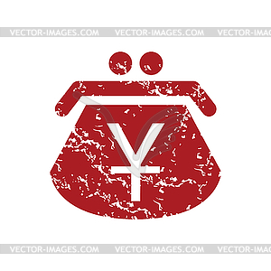 Red grunge yen purse logo - vector image