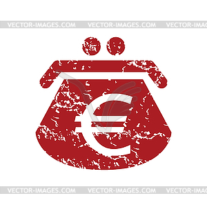 Red grunge euro purse logo - vector image