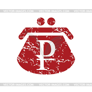 Red grunge rouble purse logo - vector clipart
