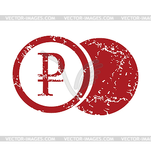 Red grunge rouble coin logo - vector clipart