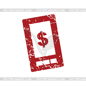 Red grunge dollar phone logo - vector clipart