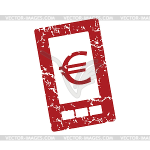 Red grunge euro phone logo - vector clipart