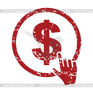 Red grunge dollar click logo - vector image