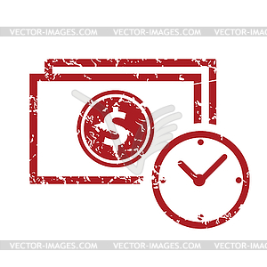 Red grunge buck time logo - stock vector clipart