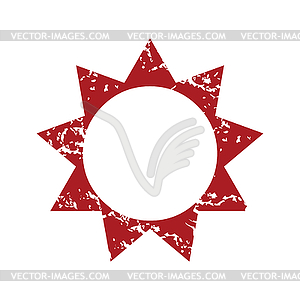 Red grunge sun logo - vector image