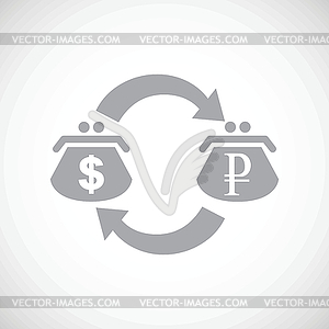 Dollar rouble exchange black icon - vector clipart / vector image