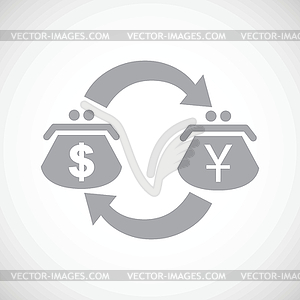 Dollar yen exchange black icon - vector image