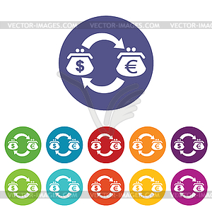 Dollar-euro exchange icon set - vector clipart / vector image