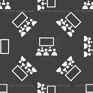 People in front of screen pattern - stock vector clipart