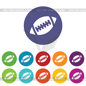 Rugby ball icon set - vector image