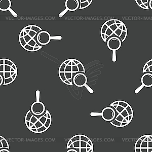 Globe symbol under loupe pattern - vector image