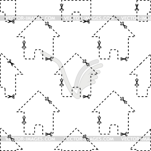 House dashed contour pattern - vector image