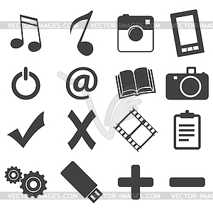 Simple black icon set  - vector EPS clipart