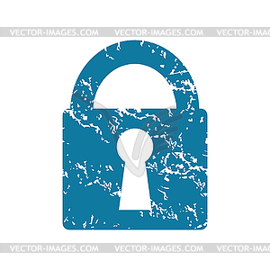 Closed padlock grunge icon - vector image