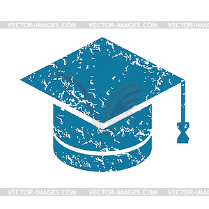 Grunge academic hat icon - vector image