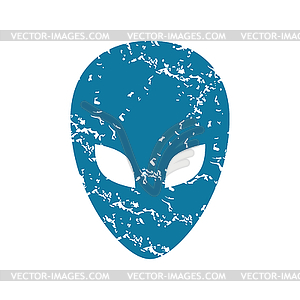 Grunge alien face icon - vector clip art