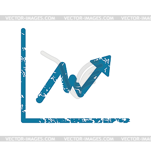 Grunge growing graph icon - vector image