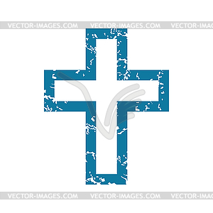 Grunge christian cross icon - vector clipart