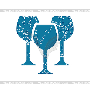 Grunge wine glass icon - vector image