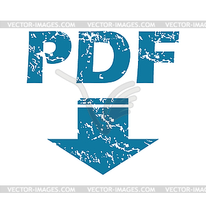 Гранж PDF значок загрузки - иллюстрация в векторе