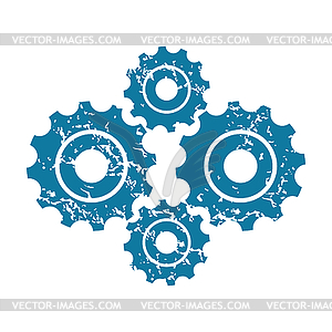 Grunge gears icon - vector image