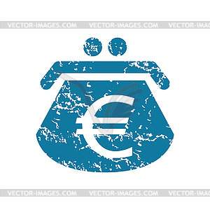 Grunge euro purse icon - vector image