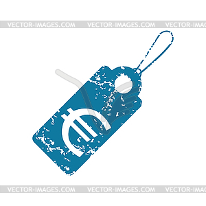 Grunge euro price icon - vector image