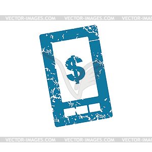 Grunge dollar on screen icon - vector image