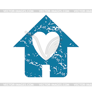 Grunge beloved house icon - vector image