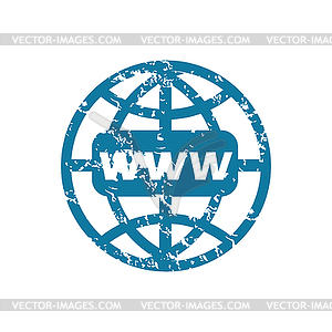 Grunge world net icon - vector image