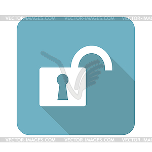 Square open padlock icon - vector image